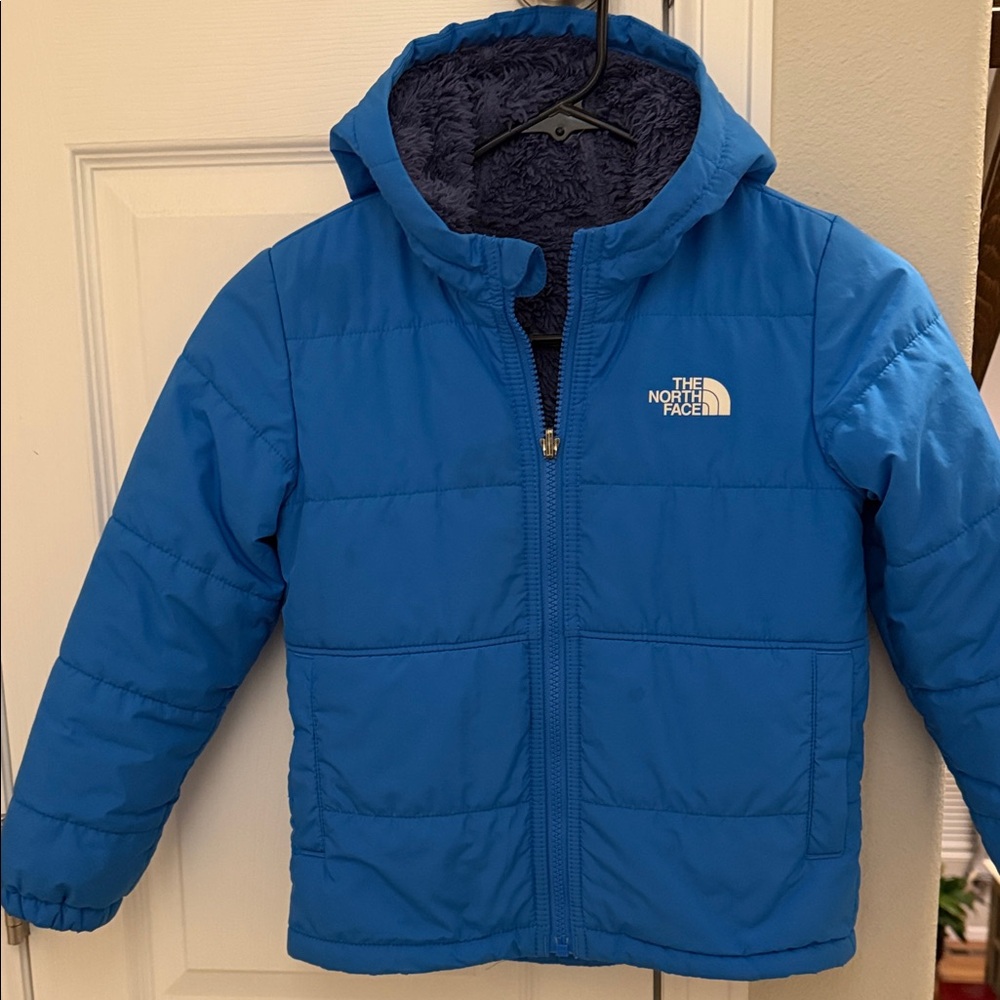 The North Face Kids Blue Puffer Jacket with Hood